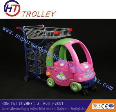 China Carros de la compra plásticos de cuatro ruedas de los niños del supermercado con el bebé Seat en venta