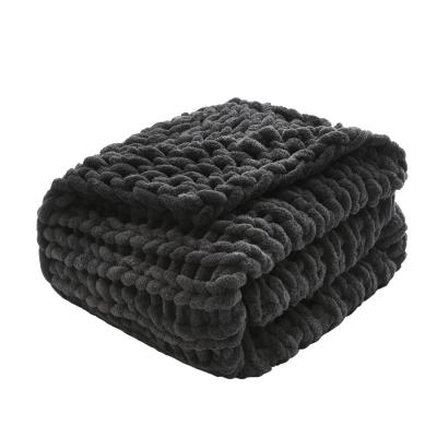 China Gravity Weighted Knitted Blanket Soft Knitted Chunky Blanket Raw Wool Handwoven Blanket for sale