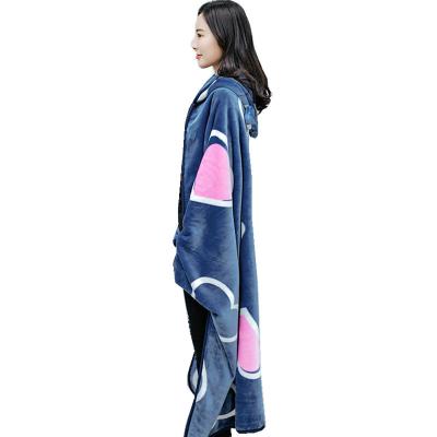 China PORTABLE Hooded Fleece Blanket Super Soft Hooded Lightweight Flannel Fleece Hooded Soft Warm Printed Hooded Blanket for sale