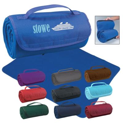 China PORTABLE Double Sided Velvet Picnic Mat Roll Up Outdoor Waterproof Fleece Picnic Blanket Fleece Travel Blanket for sale