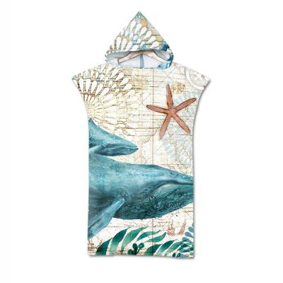 China Hooded Poncho Microfiber Beach Towel Superfine Quick-drying Sublimation Fiber Printing Beach Towel Without Beach Sand for sale