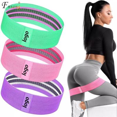 China Durable Custom Logo Printed Fitness Elastic Exercise Band Gym Elastic Band Anti Slip Cloth Anti Slip Fabric Bands Home Gym Workout Loop Band For Men And Women for sale