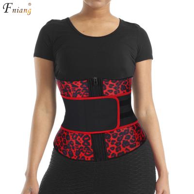 China Hot Sale Leopard Waist Trainer Breathable Zipper Slim Bodysuit Shaper Stretchy Heating Belt For Women Fat Burning for sale