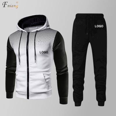 China Breathable Men Plus Size Tracksuits With Dots Zipper Up Tracker Sports Tops And Pants 2pcs Slim Fit Sportswear Wholesale for sale