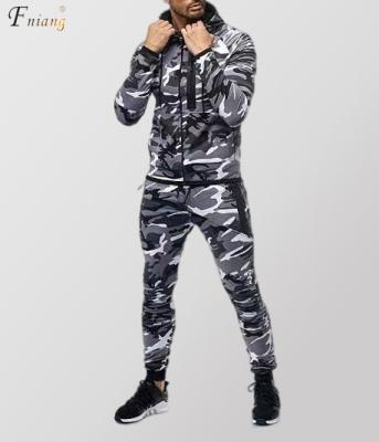 China Hot Sale Camouflage Breathable Zipper Up Mens Sportswear With Chest Pockets Soft Sports Jackets Sweatpants With Zipper for sale