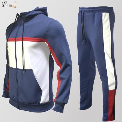 China Breathable Hot Selling Zipper Color Block Hoodie Pants Custom Outdoor Fitness Casual Sweatsuit Equipment For Men for sale