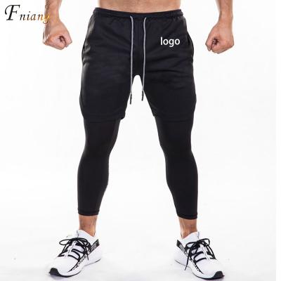 China Bestselling Breathable Soft Reflective 2 In 1 Mens Sweatpants Running Jogging Slim Fit Stretch Gaiters With Side Pockets And Drawstring for sale