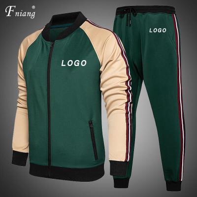 China New Breathable O Neck Long Sleeve Color Block Zip Up Jackets Men Plus Size Tracksuits Jogger Sports Tops And Pants 2pcs for sale