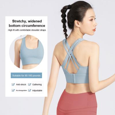 China Sweat-Wicking HQSLP Manufacturer Sports Underwear Ribbed Yoga Bra Beauty Back Shock Absorbent Yoga Vest for sale