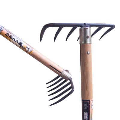 China Chinese steel garden rake straw sand park rake with wooden handle imported from China for sale