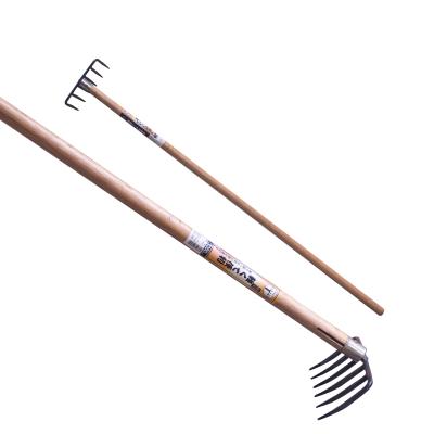 China Garden Rake Manufacturer Direct Selling Farm Tools Handle Weeding Rake Wooden Farm DIY Tools for sale