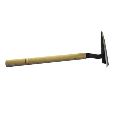 China AGRICULTURE GARDEN DIGGING Custom Triangular Handle Agricultural Hoe Carbon Steel Wood Hoe for sale