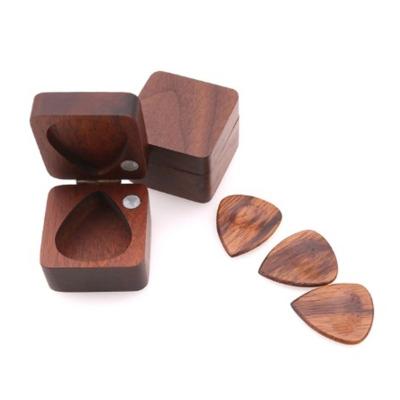 China GUITAR Factory Price Black Guitar Pick Box Mahogany Solid Wood Custom Logo for sale