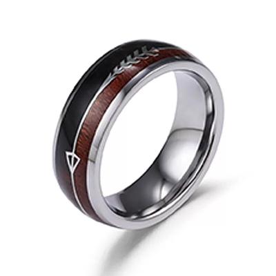 China Exquisite stainless steel ring of fashion style fashion fresh men's index finger rosewood ring Korean lovers ring in stock for sale