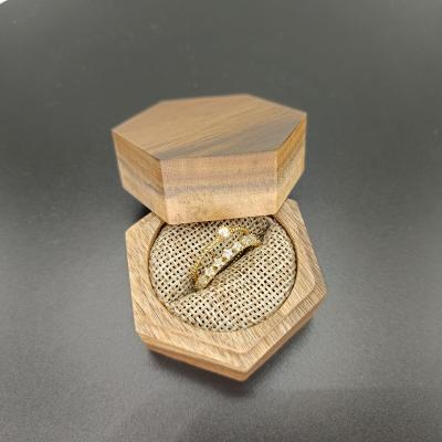 China Acacia/Koa + Canvas Rustic Style Durable Acacia/Koa Hexagonal Wholesale Ring To Wedding Wood Box Lacquer for sale