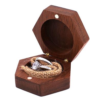 China Shop Rings And Other Jewelry Box Black Walnut Jewelery Flip Box Wooden Earrings Hanging Box Carving Maker for sale