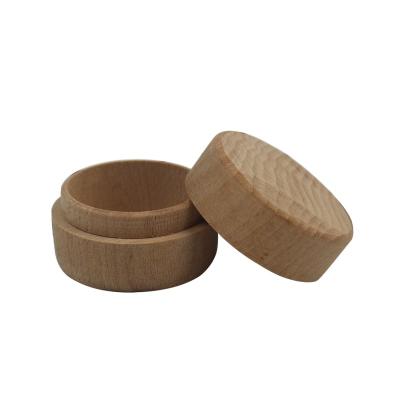 China Store Rings and Other Jewelry Pure Solid Beech Wood Round Small Wooden Jewelry Box with Cover Jewelry Ring Earring Necklace Storage for sale