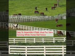 Easy To Assemble 4 Rails Vinyl Pvc Farm Fencing White Horse Rail Fence