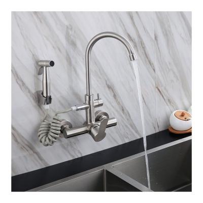 China Electric Faucets 304 Stainless Steel Wall Mounted Kitchen Faucet With Phone Line Hand Held Sprayer for sale