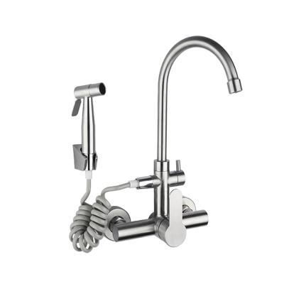 China Electric Faucets Single To Handle Kitchen Stainless Steel 304 Rotatable Hot And Cold 2 Way Mixer Taps for sale