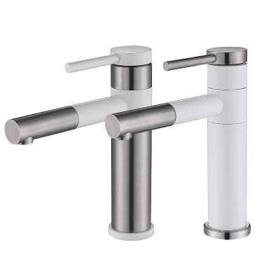 China Electric Faucets Counter Basin Ceramic White Deck Mounted Single Handle Faucets For Bathroom Basin for sale