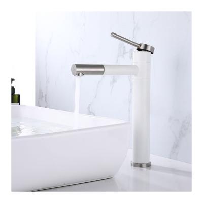 China Electric Faucets Stainless Steel 360 Rotatable White Deck Mounted High Basin Bathroom Faucet for sale