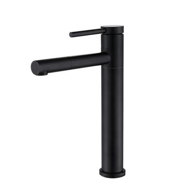 China Electric Faucets 304 Stainless Steel Round Tube Deck Mount Black Bathroom High Basin Faucet for sale