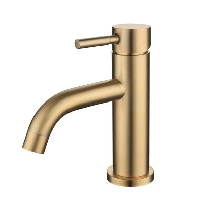 China High Quality Single Sense 304 Stainless Steel Wash Gold Bathroom Basin Faucets Single Hand Held Faucets for sale