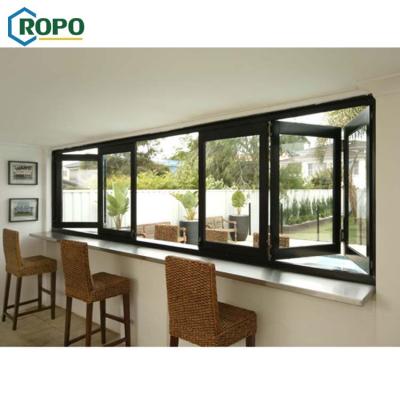 China Folding Aluminum Screen NZS4211 Gloss Panel Black Folding Window From China for sale