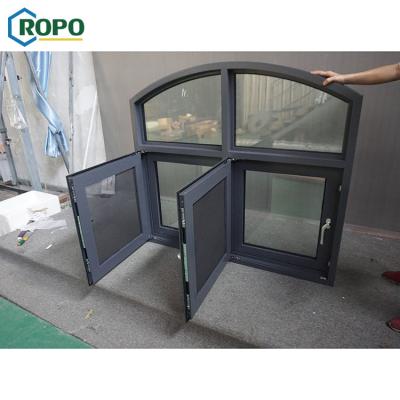 China Hurricane Impact Screen Gloss Double Frame Aluminum Casement Folding Window With Security Screen for sale