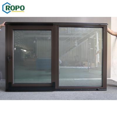 China Folding Screen AWA And WERS Certified Small Impact Proof Sound Gloss Aluminum Sliding Commercial Clear Glass Windows for sale