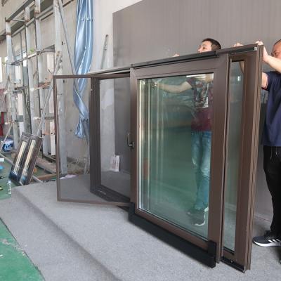 China Folding Screen AS2208 Large Marine Sliding Tilt Double Glass Clear Aluminum Windows for sale