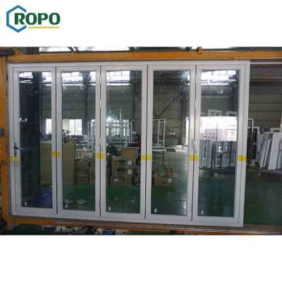 China EUROPEAN AGGA Gloss Aluminum Alloy Exterior Frame Screen Bi Folding Door for sale