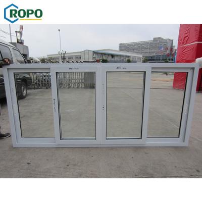 China AS2047 White Folding Screen PVC Frame Four Panels Sliding Window Price for sale