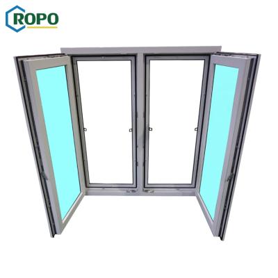 China Folding Screen AWA German Profile UPVC Hurricane Impact Double Pane Tilt And Turn Window for sale