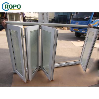 China 10 Year Warranty Vinyl Impact Double Glass Folding Screen Folding Window For House for sale