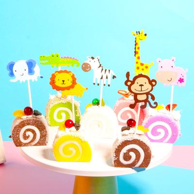 China Wholesale 7Pcs/set Safari Jungle Theme Animals Paper Cupcake Topper Kid Birthday Party Decoration Cake Decorating Factory for sale