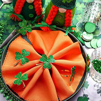 China Bverionant Amazon Hot Sell Gold Napkin Rings Three-Leaf Clover Ring Golden Ring Viable Green Napkin Ring for sale