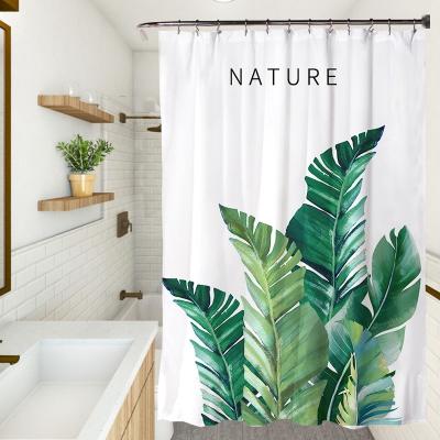 China Bverionant Sustainable Green Shower Curtains Tropical Leaves Printed 3D Curtains For Bathroom Polyester Waterproof Bathroom Curtains for sale