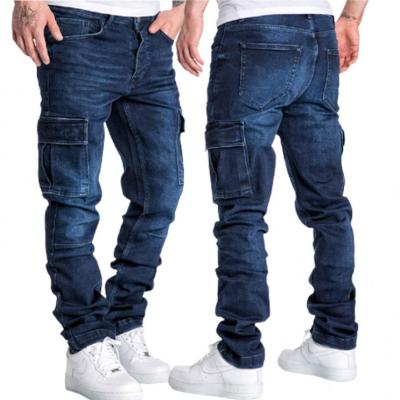 China Hip Hop Barrel Motorcycle Work Cargo Casual Loose Loose Multi Pockets Mens Streetwear Hip Hop Jeans Pants for sale