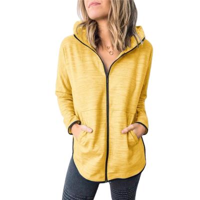 China Women's Autumn Winter Sports Casual Solid Zipper Anti-Wrinkle Full Thin Plus Size Long Sleeve Pullover Hoodies Hooded Sweatshirt for sale