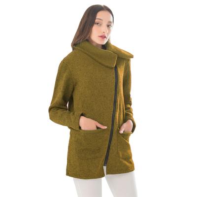 China Windproof Women Warm Winter Fashion High Neck Front Pockets Thick Slope Zipper Lapel Parka Jacket Coat for sale