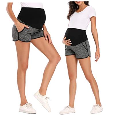 China Breathable Antibacterial Women's Summer Pregnancy Support Over Pocket Sporty Lounge Side Belly Bump Full Panel Maternity Pregnant Shorts for sale