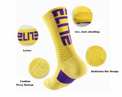 China Logo Design Customized Cushion Thick Terry Elite Crew Calcetines Non-Slip Bottom Sport Punches Mens Basketball for sale