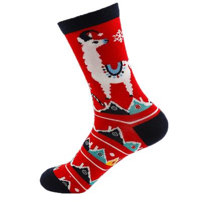 China Sporty Gifts Navidad Calcetines Unisex Popular Fashion Crew Men Women Bangs Christmas Design 100% Cotton for sale