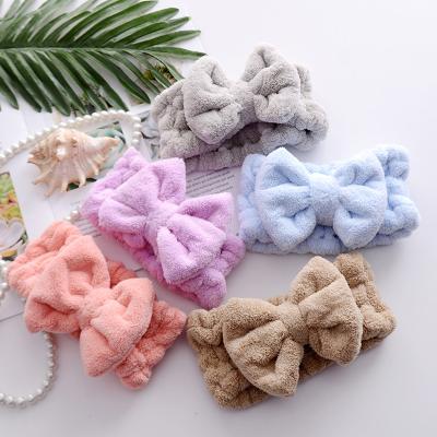 China Sustainable Soft Make Up Hair Band For Face Wash Shower Coral Fleece Women Headband for sale