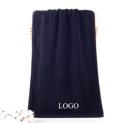 China 100% Cotton Black Towels Black Hand Towel Hypoallergenic Black Face Towel With Embroidery Logo for sale