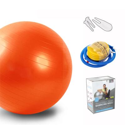 China Custom Logo Slip Resistance Fitness Workout Trainer Orange 75cm Round Exercise Stability Yoga Ball, PVC Balance Thick Gym Ball for sale