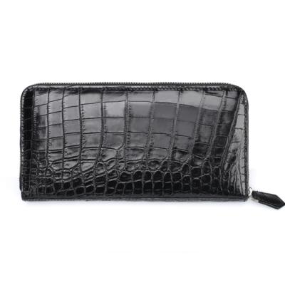 China Custom Real Crocodile Skin Long Wallet Fashion Waterproof High Quality Leather Zipper Men's Leather Wallet For Business Men for sale