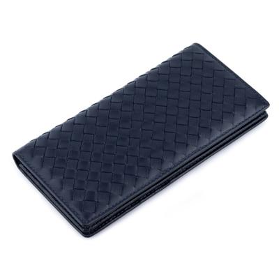 China Genuine leather sheepskin card man woven bifold wallet long waterproof handmade soft leather wallet fashion for men for sale